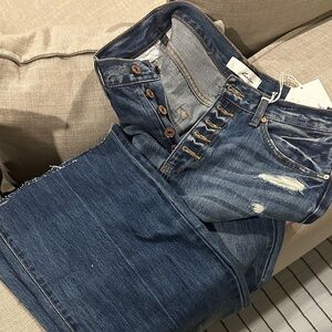 KanCan High Rise Button Fly Distressed Blue Jeans